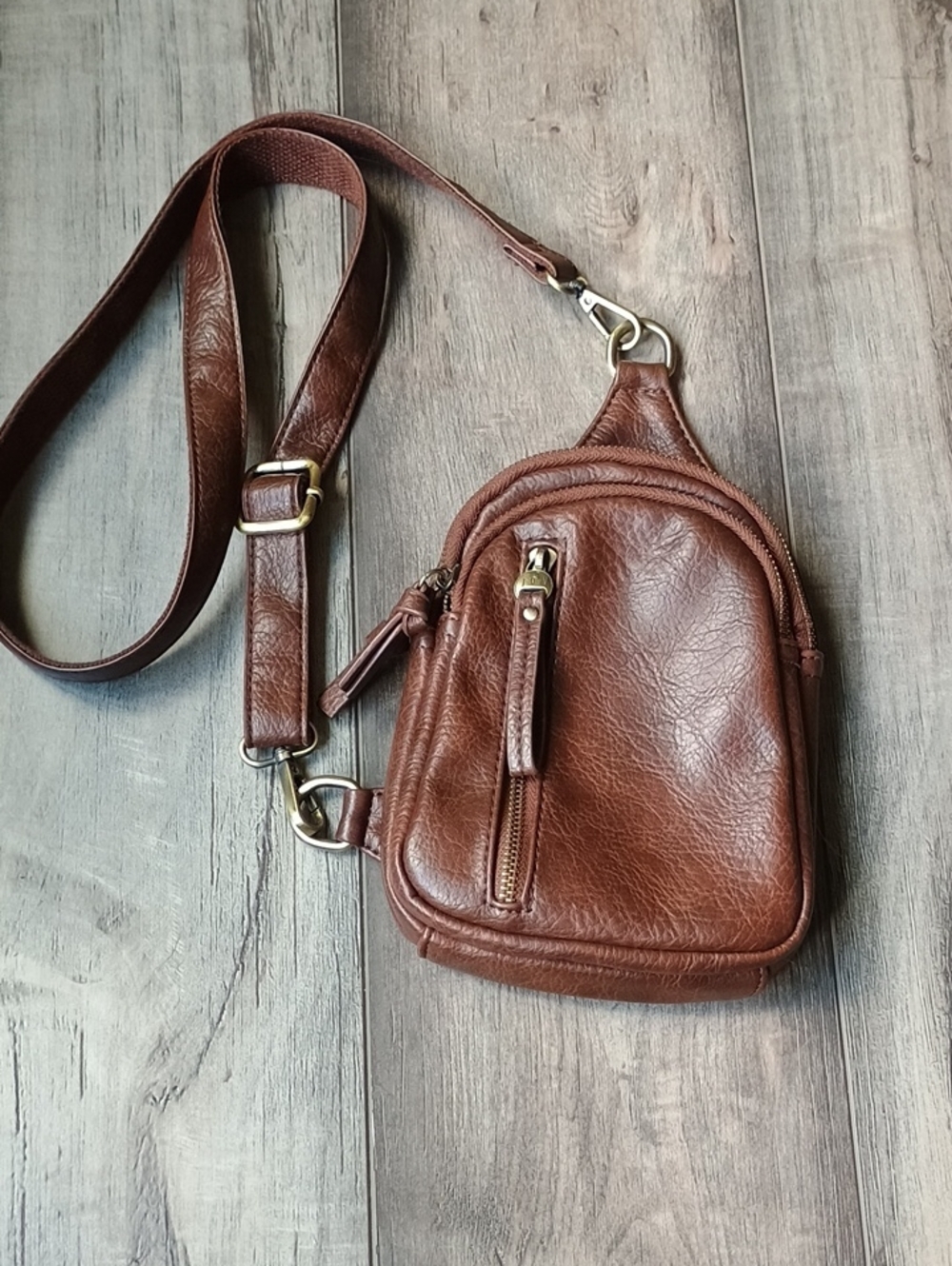 Joy Susan Brown Leather Crossbody Bag